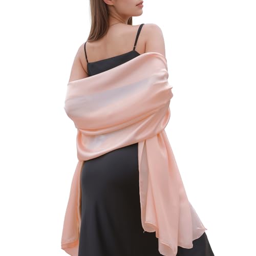 Womens Scarf Pashmina Shawls and Wraps for Evening Dresses Like Chiffon Silk Scarf for Bridal Weddings Peach Beige