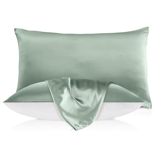 LILYSILK Natural Silk Pillowcase with Cotton Underside for Hair and Skin 1pc Queen 20x33 Inch Avocado Green Queen 20''x33'' Avocado Green
