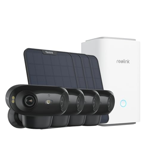 REOLINK Home Hub with 4X Argus 4 Pro Black+6W Solar Panel - 4K Home Security Cameras System, ColorX Night Vision, 180° Blindspot-Free View, Dual-Band