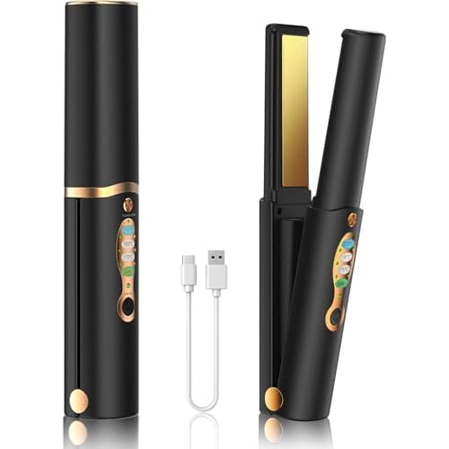 Portable Titanium Cordless Hair Straightener for Edges Bangs, Heat Up in Seconds & Lasts Up to 50 Minutes & USB C Rechargeable, Dual Voltage Mini Trav