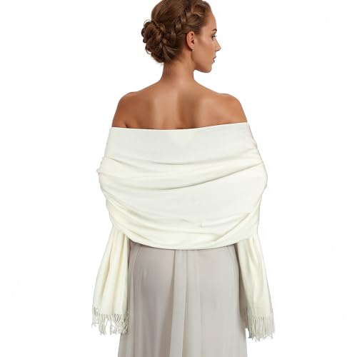 Pashmina Shawl Wraps for Women Large Winter Scarf Soft Shawls and Wraps for Evening Dresses Shawl for Wedding Ivory