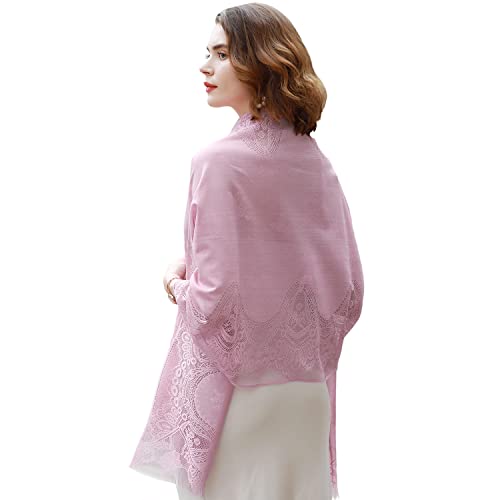 RIIQIICHY Shawls and Wraps for Evening Dresses Scarfs for Women Pashmina Wedding Formal Shawl Pink-3