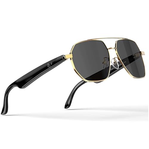 AI Smart Glasses with Chat GPT, AI Translation Glasses with 164 Language, Classic Aviator Sunglasses with Voice Assistant-AI Calling, IP65 Waterproof,