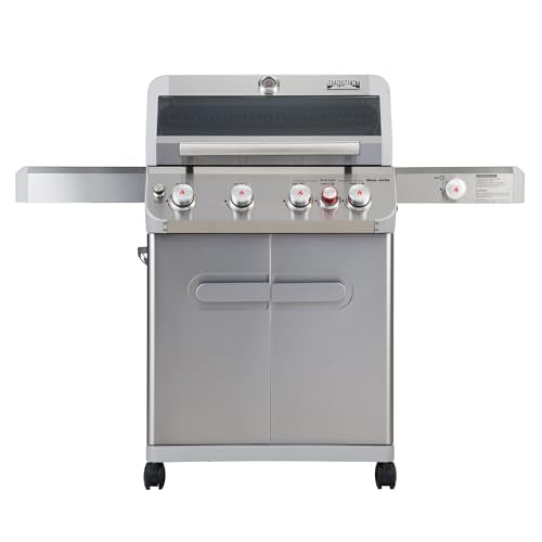 Monument Grills 4+1 Outdoor Barbecue Stainless Steel Propane Gas Grill, 4 Burners & 1 Side Burner 62,000 BTU Patio Garden Barbecue Grill with Knob Con