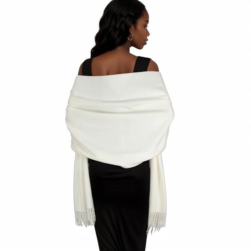Womens Winter Scarf Pashmina Shawls and Wraps for Evening Dresses Warm Blanket Scarf for Wedding Ivory