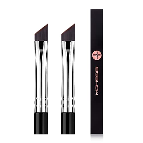 EIGSHOW Eyeliner Makeup Brush 2PCS Makeup Angle Eyebrow Kabuki Brushes, Portable Eye Powder Foundation Brush, Beauty Cosmetic Tool (E835) BLACK(2 PCS)