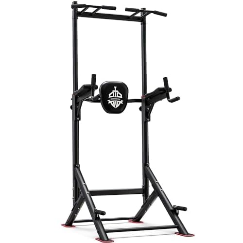Sportsroyals Power Tower Pull Up Bar Station, 450LBS Stable Pull Up Dip Station for Home Gym Strength Training Equipment Black-02