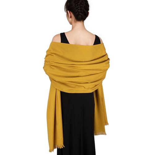 SWAT PANY Pashmina shawls and wraps for Evening Dresses Scarf for Women Winter Shawl Wraps for Women Weedings Yellow