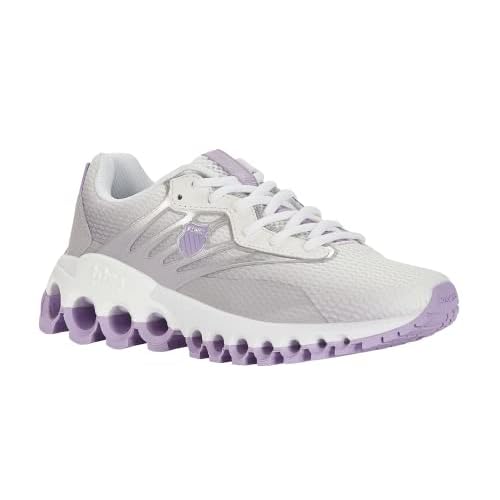 K-Swiss Women's Tubes Sport Training Shoe 6.5 Blanc De Blanc-Raindrops-Purple Rose