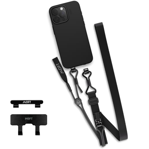 MOFT Cell Phone Lanyard, Crossbody Strap with Adjustable Length, Two Phone Tether Tabs, Detachable Leash Compatible with Most Smartphones, Jet Black