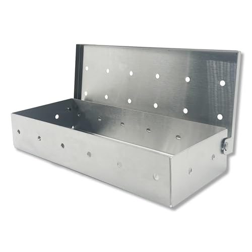 Realcook Wood Chips Smoker Box: Stainless Steel BBQ Smoking Box | Grilling Basket Smoker Firebox Accessories for Indoor & Outdoor Charcoal Gas Grill