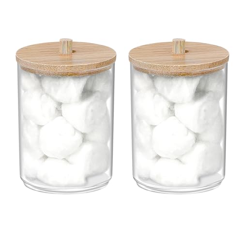 250 Count Cotton Balls, 100% Pure Organic Cotton, Soft & Super Absorbent, Includes 2 Cotton Ball Holders for Bathroom & Vanity, Perfect for Face Makeu
