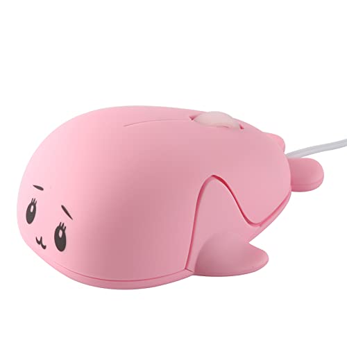 elec Space Wired Mouse, Cute Animal Dolphin Shape USB Wired Mouse Optical Mice for Desktop PC Laptop Computer,3 Buttons,3.87feet Cord-Pink Pink 2
