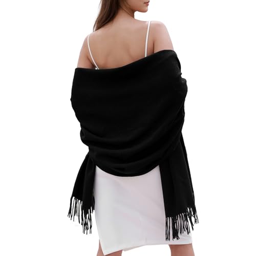 SWAT PANY Winter Scarfs for Women Pashmina Shawls and Wraps for Evening Dresses Warm Shawl Wraps for Women Weddings Black