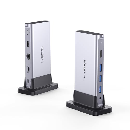 LENTION USB C Docking with 4K@60Hz HDMI, USB 3.0-2.0, Gigabit Ethernet, 100W PD, Aux Adapter for 2023-2016 MacBook Pro-Mac Air-Surface-Steam Deck, Mor