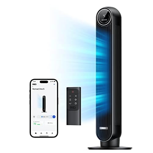 Dreo Tower Fan for Bedroom, Smart Oscillating Quiet Floor Fans, Standing Bladeless Fan with Remote and WiFi Voice Control, 4 Modes, 4 Speeds, 8H Timer