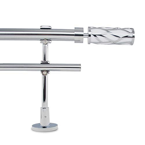 Gcurtain Adjustable Double Curtain Pole, 170-310cm, 1.1 Inch Diameter, Wall Mount, White Branch Finials White Branch 170cm-310cm, 1.1" Diameter
