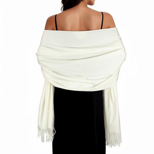 Women Winter Scarf Pashmina Shawls and Wraps for Evening Dresses Shawls for Women Wedding Ivory