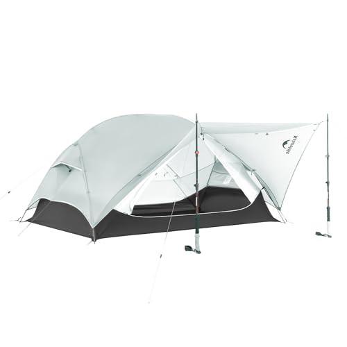 Naturehike Mongar UL 1-2 Person Backpacking Tent,15D Nylon Waterproof Ultralight One Person Two Person Tent with Footprint Gray 2 Person