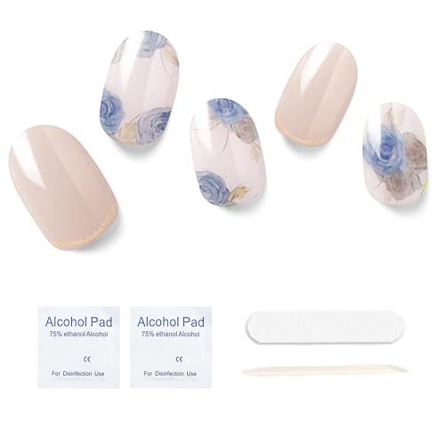 Semi Cured Gel Nail Strips, 20 pcs Gel Nail Stikers, Gel Nail Wraps Semi Cured, Salon-Quality, 2 Weeks Long Lasting, Castle Garden Pink