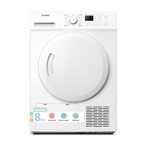 COMFEE' Freestanding Heat Pump Tumble Dryer,8kg Front Load,16 Programmes, Auto-Dry,Anti-Crease,Refresh,White,CFG09EH80-W-UK