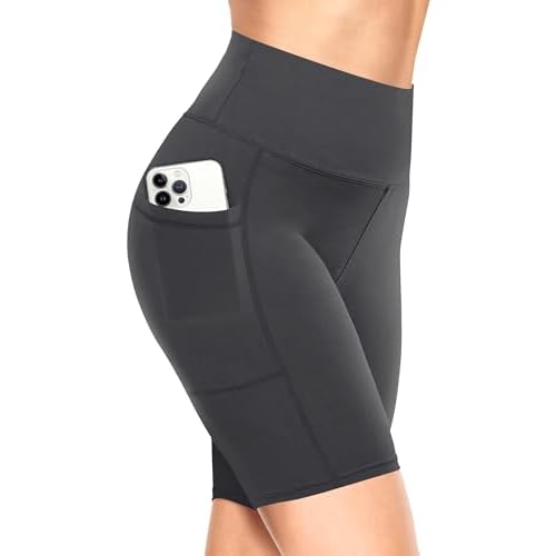 TNNZEET Biker Shorts Women - 8"-5"-3" High Waisted Tummy Control Workout Gym Spandex Booty Yoga Volleyball Shorts 8 IN Small-Medium B-grey