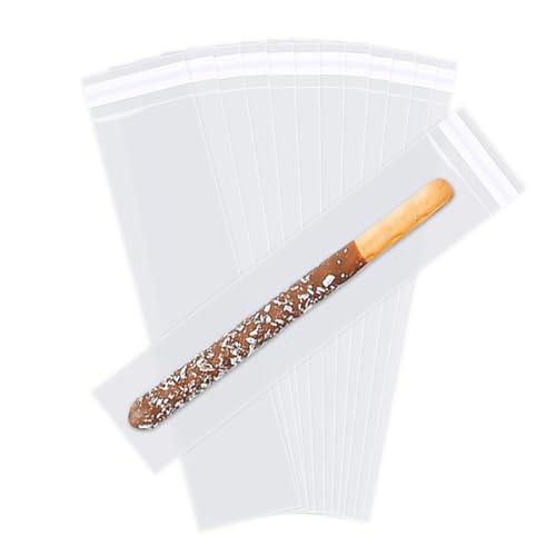 iMailer - 500 Pcs -2" x 10" Pretzel Rod Bags-Self Adhesive Small Cellophane Treats Bags,Pretzels Individual Bags for Bakery, Candies, Cookies, Gifts