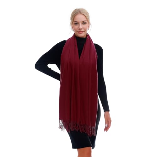 RIIQIICHY Scarf for Women Scarves and Wraps Winter Warm Pashmina Shawl for Cold Weather Wine Red