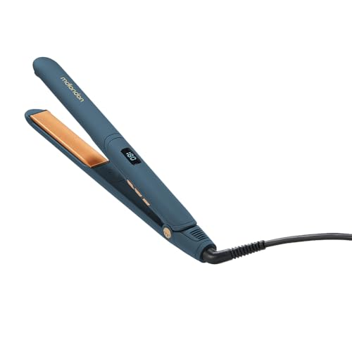 mdlondon Strait Ceramic Hair Straighteners (Casal Blue). New Improved Shape, Extra Long 11cm Plates, 11 Heat Settings & Heat Mat, Smooths & Tames –