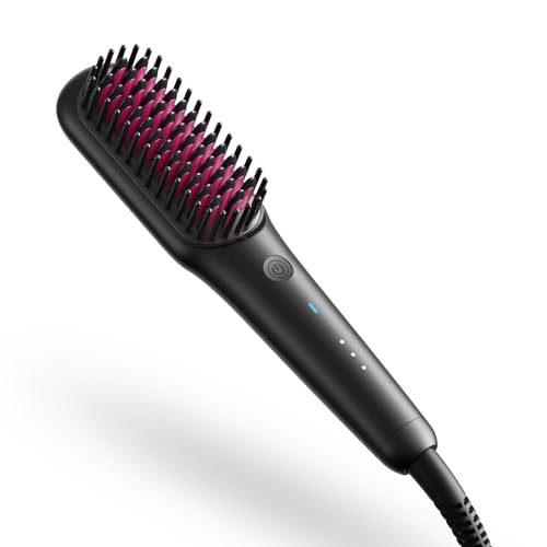 TYMO Portable Hair Straightener Brush - Ionic Mini Straightening Brush for Short Hair, Ionic Hot Comb Straightener for Women, 0.39lb Ultra Lightweight