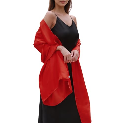 Womens Scarf Pashmina Shawls and Wraps for Evening Dresses Like Chiffon Silk Scarf for Bridal Weddings Red