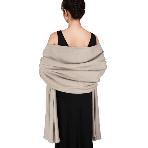 SWAT PANY Pashmina shawls and wraps for Evening Dresses Scarf for Women Winter Shawl Wraps for Women Weedings Beige