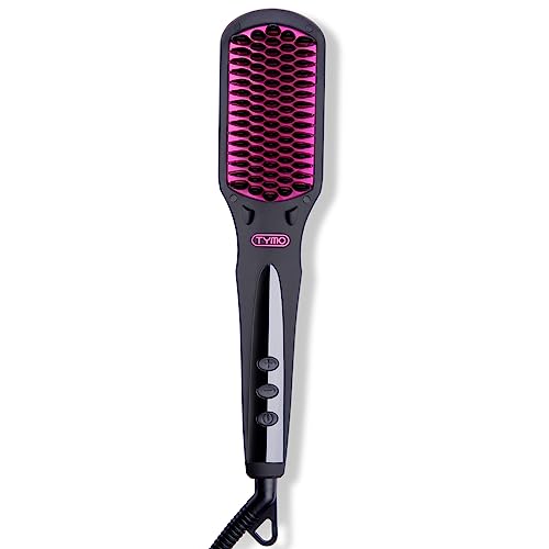 TYMO Ionic Hair Straightener Brush - One-Step Hair Straightener for Women, Straightening Brush with Negative Ions, 16 Temp Settings, LCD Display, Dual