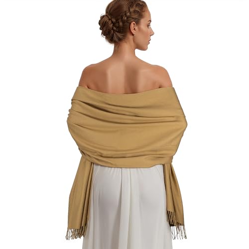 Pashmina Shawl Wraps for Women Large Winter Scarf Soft Shawls and Wraps for Evening Dresses Shawl for Wedding Camel