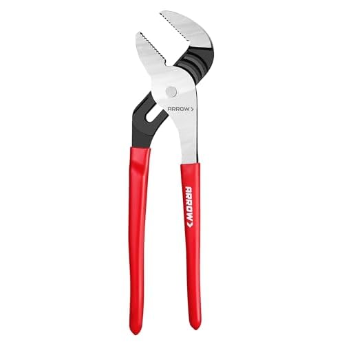 ARROW Groove Joint Pliers, 12" Adjustable Water Pump Pliers with 7 Jaw Positions, Serrated Jaws and Comfort Dip-grip Handle, Ideal for Plumbing Repair