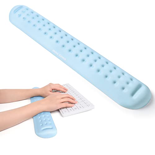 Univo Colors Light Blue Superfine Memory Foam Keyboard Wrist Rest Soft Gel Ergonomic Wrist Support Pad for Computer, Laptop, Office, Gaming, Typing Ke