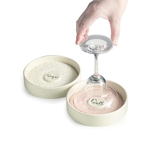 Margarita Salt Rimmer, Bartender Accessories Set of 2 for Margarita and Cocktail Ceramic Sugar Salt Rimmer Plate for Home Bar Bloody Mary, Yellow