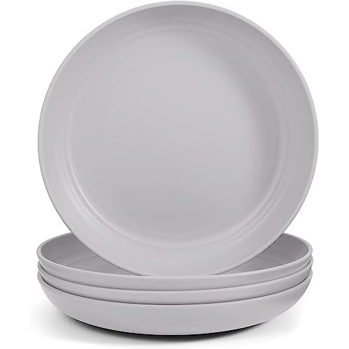 Odoland 23cm Lightweight Unbreakable Deep Dinner Plates Ultra-Durable Service Plate Dishwasher & Microwave Safe, BPA Free, for Family Indoor Outdoor E