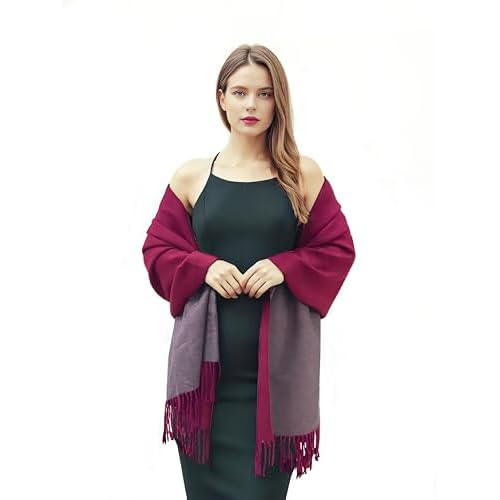 VICT POPU Shawls And Wraps for Women Cashmere Scarf Soft Reversible Pashmina Shawls For Weddings Evening Party Winter Warm Tassel Style Casual Ladies