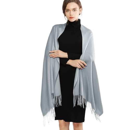 RIIQIICHY Women's Scarf Pashmina Shawls and Wraps for Evening Dress Bridesmaid Wedding Bridal Winter Warm Long Large Scarves Dull Blue