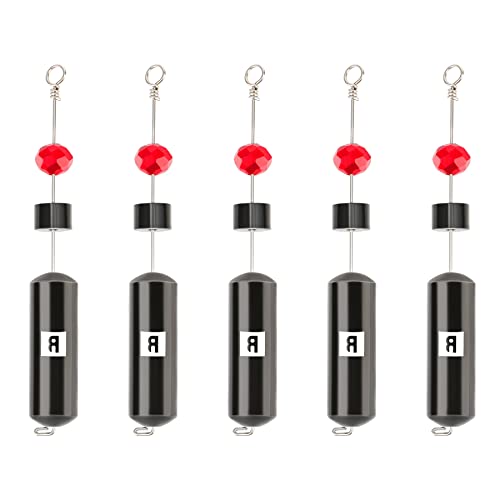 Booms Fishing CRR Carolina Ready Rigs for Bass Fishing Saltwater, 5pcs Brass Pre-Rigged Kit, Fishing Weights Bullet Weights Keeper, 4 Sizes 1-4oz 1-2o