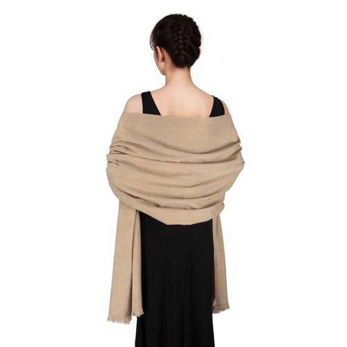 SWAT PANY Pashmina shawls and wraps for Evening Dresses Scarf for Women Winter Shawl Wraps for Women Weedings Light Camel