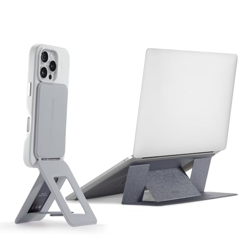 MOFT Invisible Laptop Stand fits 7-11" Tablets & 11-14" Laptops Space Gray & Phone Tripod Stand Cement