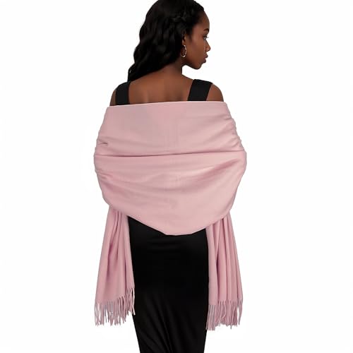 Womens Winter Scarf Pashmina Shawls and Wraps for Evening Dresses Warm Blanket Scarf for Wedding Light Pink