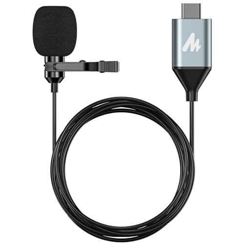 MAONO USB C Lavalier Microphone for iPhone 15, iPad, Android, Omnidirectional Condenser Lapel Mic for Recording, Interview, Video Podcast, Vlogging, Y