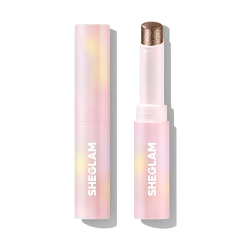 SHEGLAM Crystal Jelly Glaze Stick Eye Shadow Stick Eyeliner Brightener Pencil Crayon with Brush Easy to Blend Long Lasting Shimmer Eyeshadow-Bronze Du