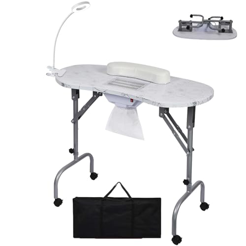 Garvee 43"L Nail Equipment, Marbling Texture Manicure Table for Salon