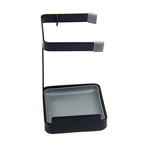 Pot Lid & Utensil Organizer, Foldable Drill - Free Japanese Iron Desktop Rack, Black & White (Black)