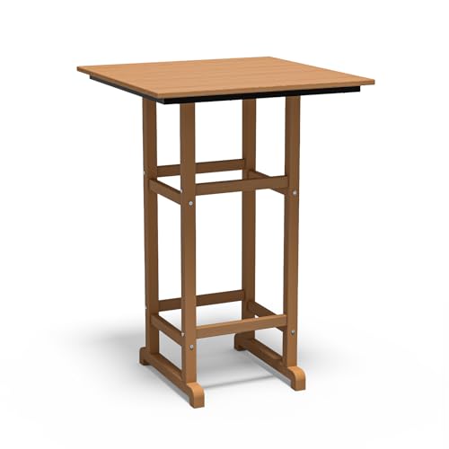 Balcony High Adirondack Bar Table,HDPE All-Weather Outdoor Furniture for Patio Backyard Poolside –Teak 1 Bar Table Teak