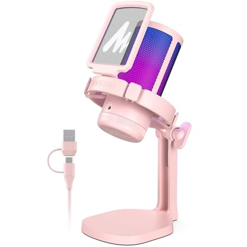 MAONO Gaming Microphone with Noise Cancellation, USB Condenser Mic for Streaming, Podcast, Twitch, YouTube, Discord, PC Desktop Computer Mic for PS5,